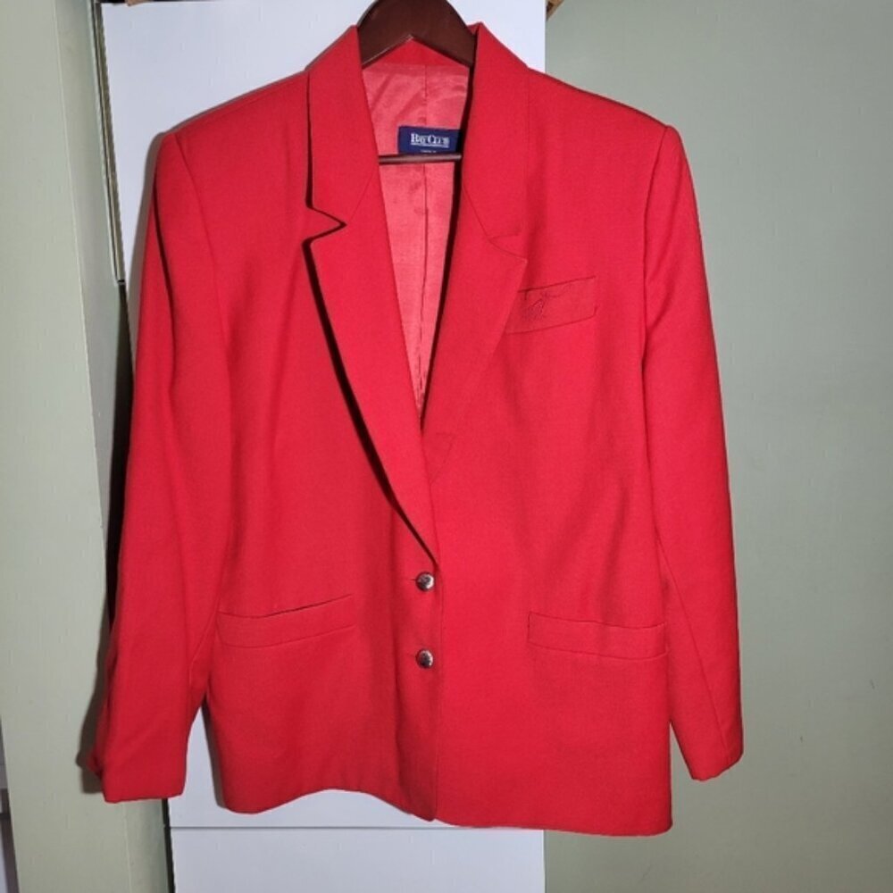 Vintage Bay club tailored wool blazer jacket red size medium large 12